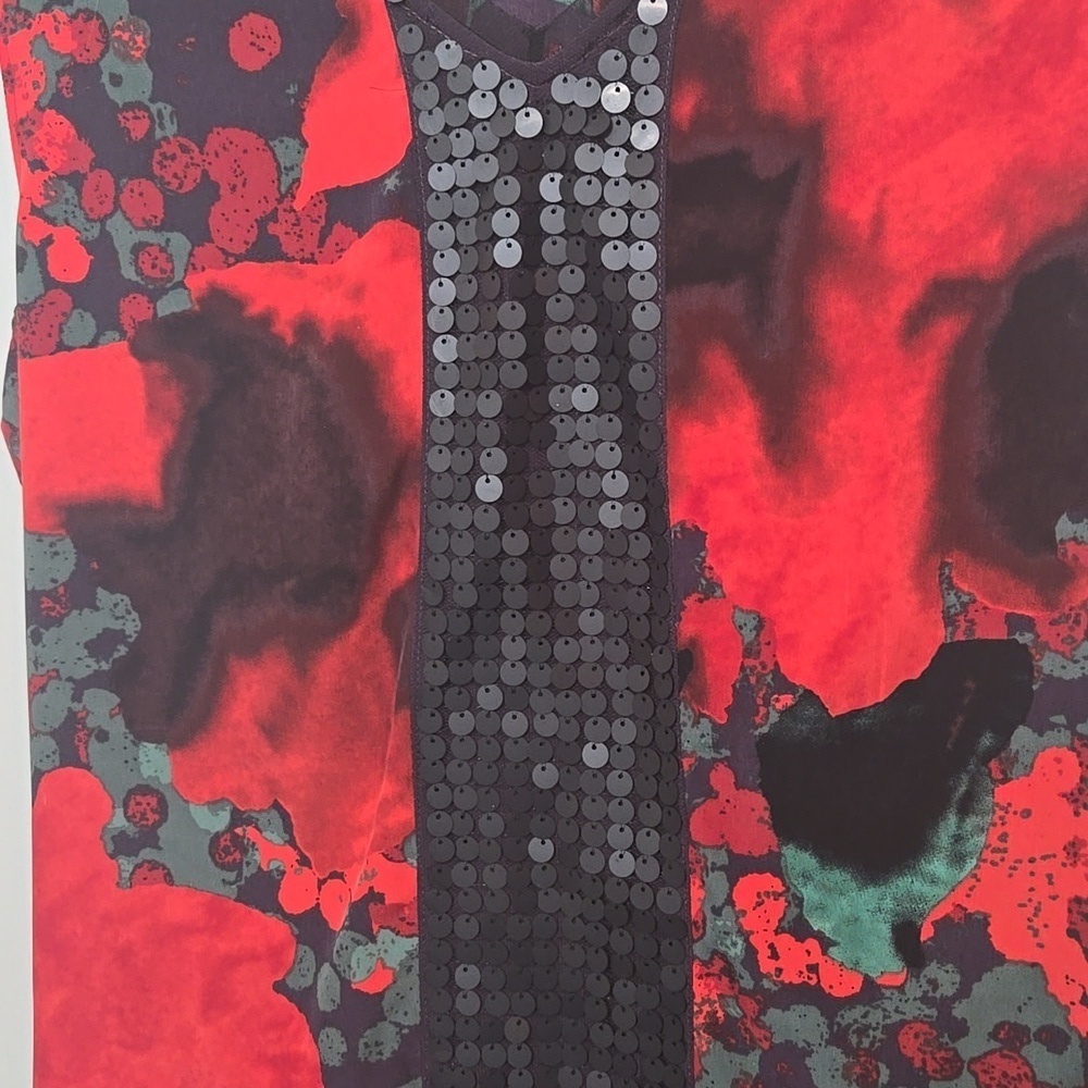 Simply Vera Wang Hi Lo Red and Black Sleeveless Dress Sequin Large W/pockets - Picture 7 of 7